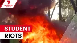 French students riot over crumbling schools | 7NEWS