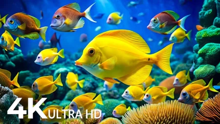 4K Aquarium with Coral Reefs and Jellyfish